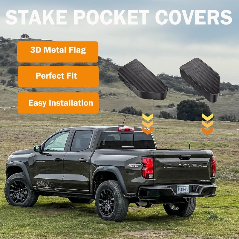EVPLNT Stake Pocket Cover Set of Two Compatible with Chevy Colorado/GMC Canyon 2023-2026, Truck Hole Caps Plugs (Black) - Image 2